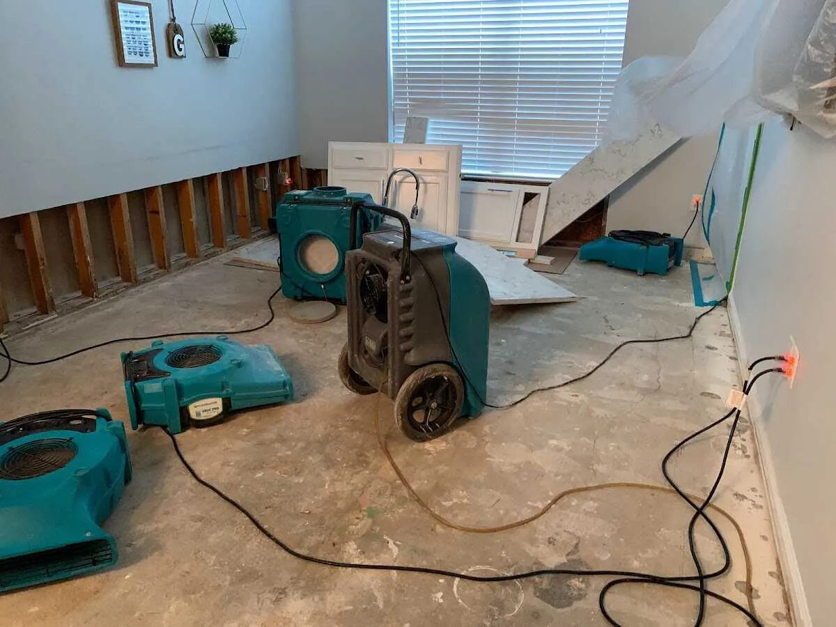 Dehumidifier in flood-cut room for Water Damage Restoration in Cresaptown